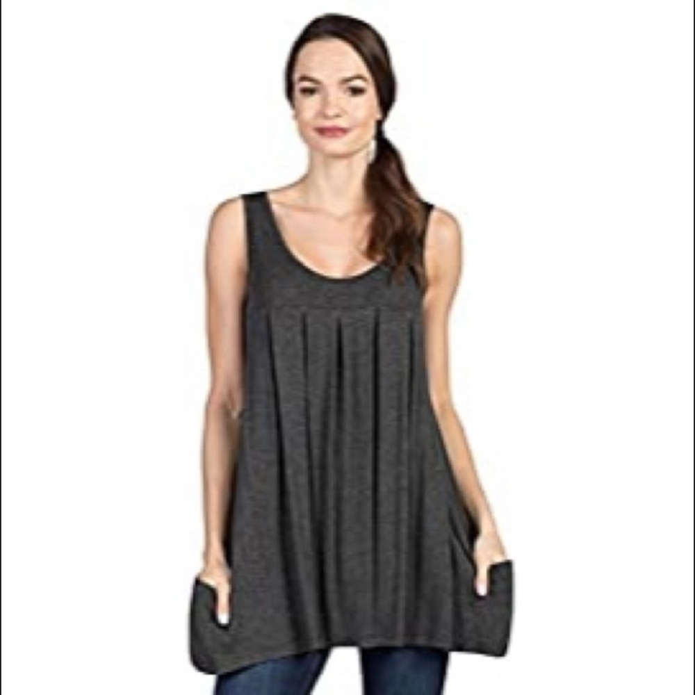Savi mom charcoal nursing tunic tank with pockets